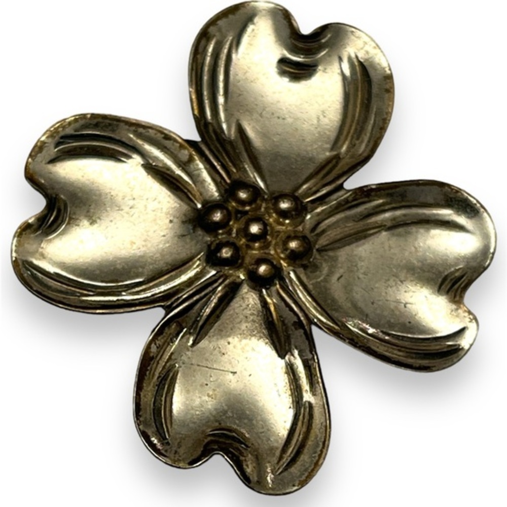 Sterling Silver Beau Dogwood Brooch Vintage